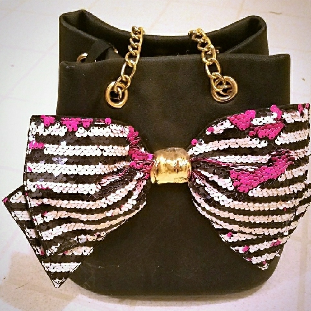 Betsey Johnson sequin multicolor bow purse